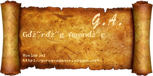 Görög Agenór névjegykártya